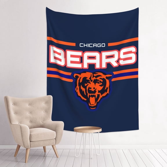 Chicago Football Team Indoor Decorative Wall Tapestry 29x37in, Football Team Theme Wall Hanging Personalized Tapestry, Home Fashion Decor for Living Room, Bedroom, Dorm, Fan Gift