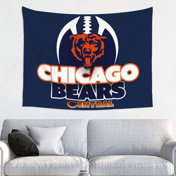 Chicago Football Team Indoor Decorative Wall Tapestry 29x37in, Football Team Theme Wall Hanging Personalized Tapestry, Home Fashion Decor for Living Room, Bedroom, Dorm, Fan Gift Tape018