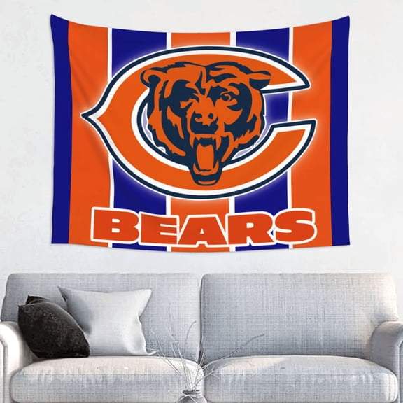 Chicago Football Team Indoor Decorative Wall Tapestry 29x37in, Football Team Theme Wall Hanging Personalized Tapestry, Home Fashion Decor for Living Room, Bedroom, Dorm, Fan Gift Tape012