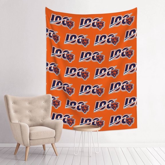 Chicago Football Team Indoor Decorative Wall Tapestry 29x37in, Football Team Theme Wall Hanging Personalized Tapestry, Home Fashion Decor for Living Room, Bedroom, Dorm, Fan Gift