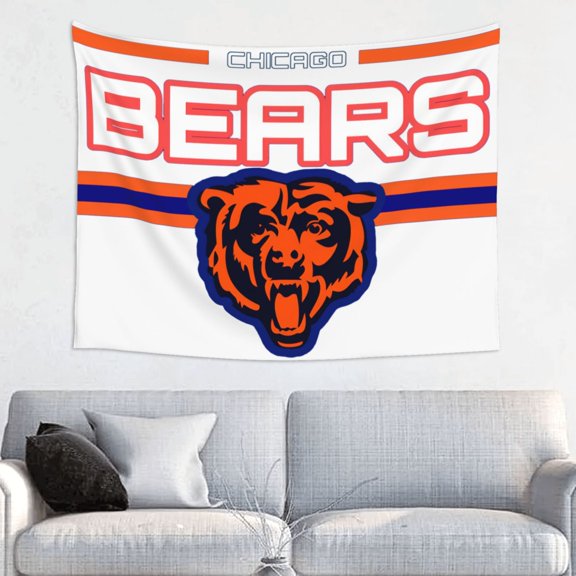 Chicago Football Team Indoor Decorative Wall Tapestry 29x37in, Football Team Theme Wall Hanging Personalized Tapestry, Home Fashion Decor for Living Room, Bedroom, Dorm, Fan Gift Tape017