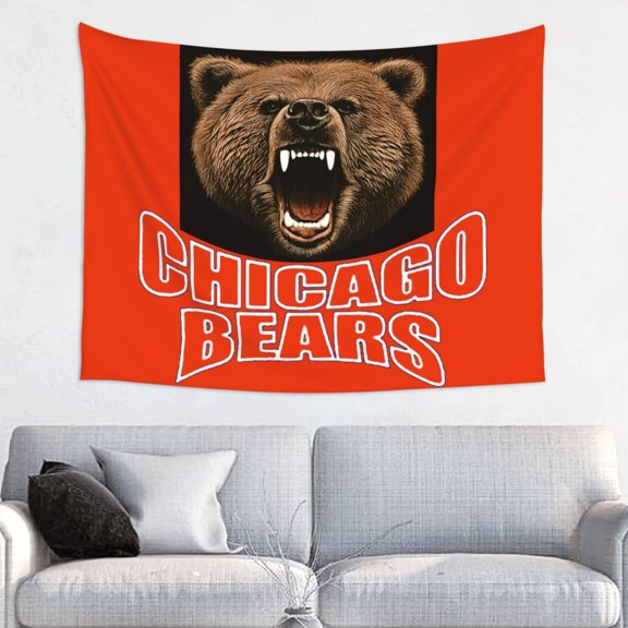 Chicago Football Team Indoor Decorative Wall Tapestry 29x37in, Football Team Theme Wall Hanging Personalized Tapestry, Home Fashion Decor for Living Room, Bedroom, Dorm, Fan Gift Tape010