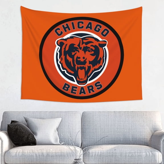 Chicago Football Team Indoor Decorative Wall Tapestry 29x37in, Football Team Theme Wall Hanging Personalized Tapestry, Home Fashion Decor for Living Room, Bedroom, Dorm, Fan Gift Tape014