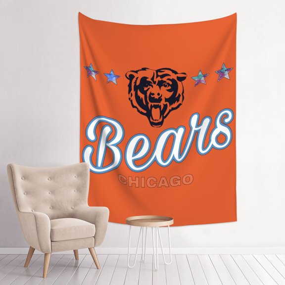 Chicago Football Team Indoor Decorative Wall Tapestry 29x37in, Football Team Theme Wall Hanging Personalized Tapestry, Home Fashion Decor for Living Room, Bedroom, Dorm, Fan Gift
