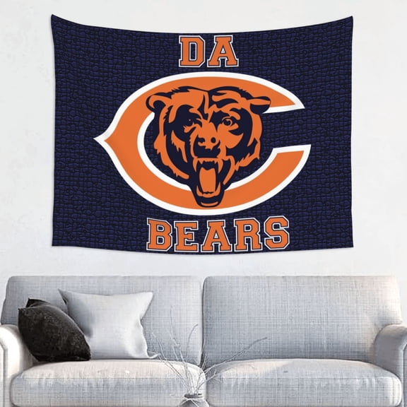 Chicago Football Team Indoor Decorative Wall Tapestry 29x37in, Football Team Theme Wall Hanging Personalized Tapestry, Home Fashion Decor for Living Room, Bedroom, Dorm, Fan Gift Tape022