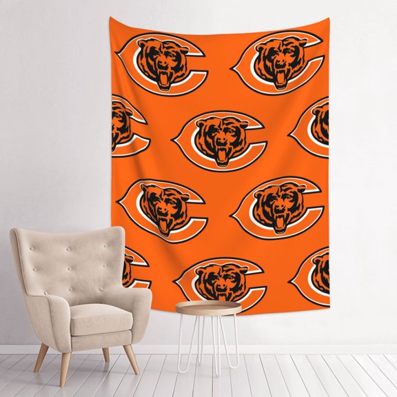 Chicago Football Team Indoor Decorative Wall Tapestry 29x37in, Football Team Theme Wall Hanging Personalized Tapestry, Home Fashion Decor for Living Room, Bedroom, Dorm, Fan Gift