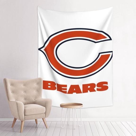 Chicago Football Team Indoor Decorative Wall Tapestry 29x37in, Football Team Theme Wall Hanging Personalized Tapestry, Home Fashion Decor for Living Room, Bedroom, Dorm, Fan Gift