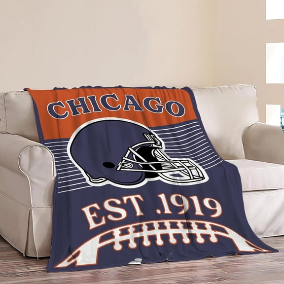 Chicago Football Throw Blanket Football Sports Flannel Blankets Gifts for Stuff Decor Fleece Plush Bedding for Men Women Fans Team 40"x50"