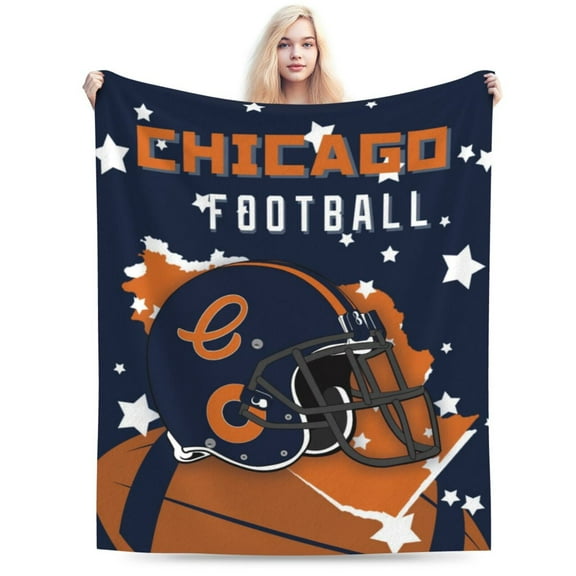 Chicago Football Throw Blanket, Soft Lightweight Plush Warm Blankets For Men And Women, Sports Fan Gifts Bed Tapestry For Sofa, Travel 60"X50"