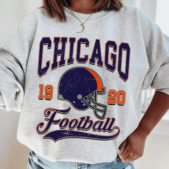 Chicago Football Vintage Sweatshirt,Retro Chicago Bear Football Shirt,Ash Color,Size XL