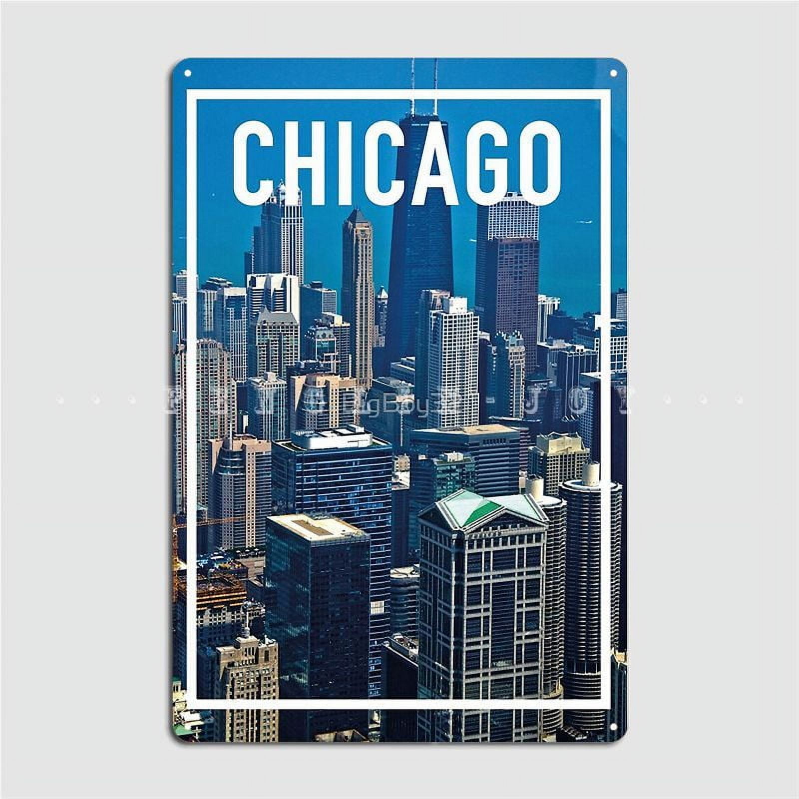 Chicago Frame Poster Metal Plaque Garage Decoration Designing Club Home ...