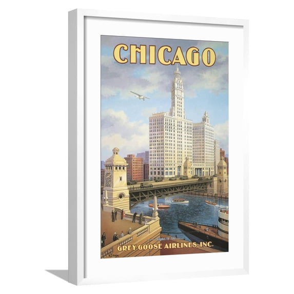 Art.com Chicago Art Print by Kerne Erickson, White Frame Wall Art, 21" x 29"