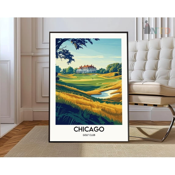 Chicago Golf Club Wheaton Illinois Sport Landscape Wall Art, Unframed Canvas 16x20in