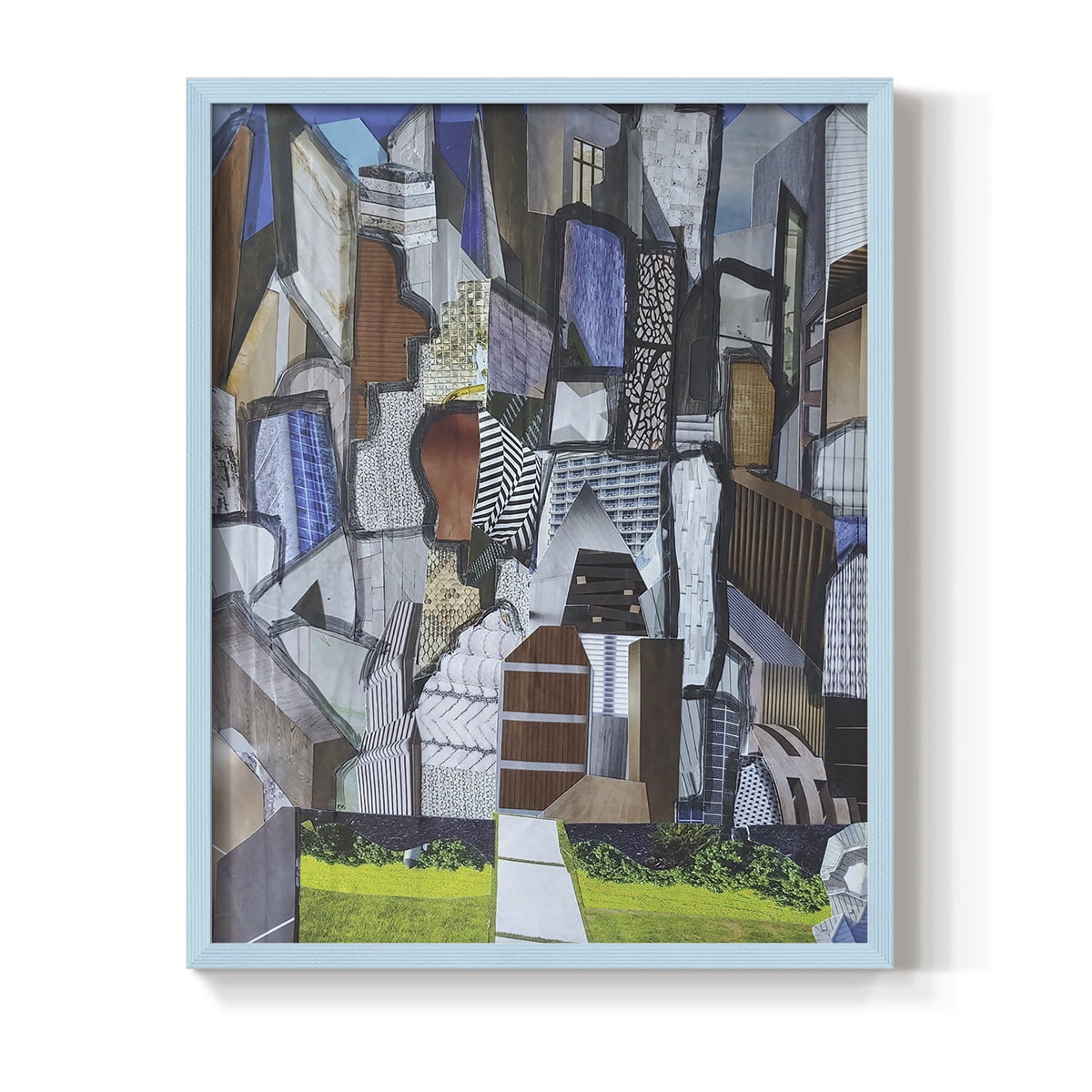 Chicago Grant Park Framed Print in Blue Solid Wood Framed Print No Nail Hanging