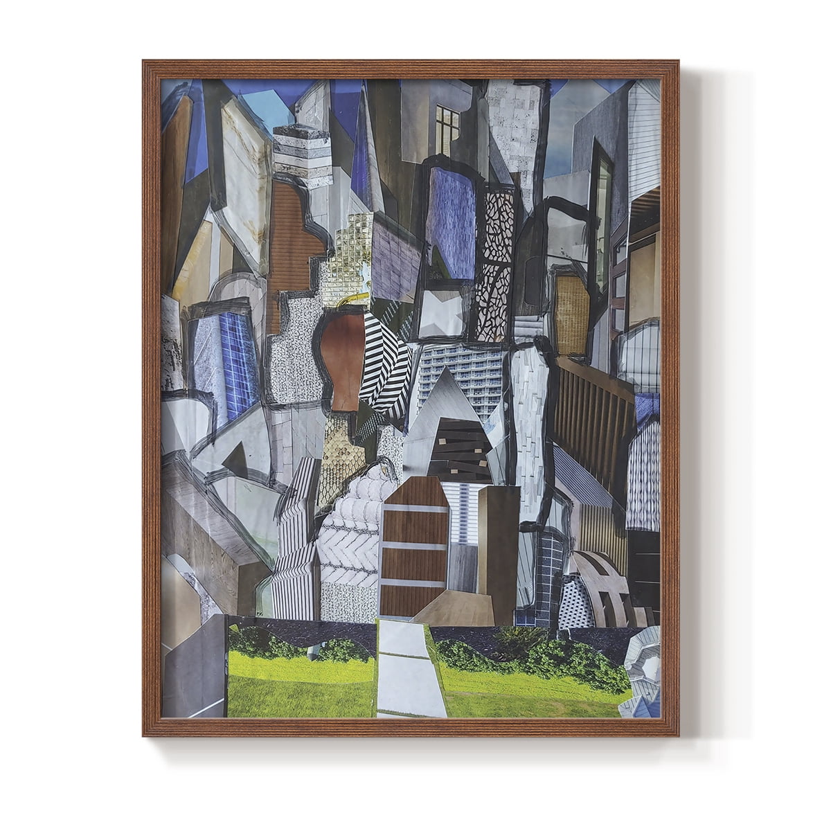 Chicago Grant Park Framed Print in Brown Solid Wood Framed Print No Nail Hanging