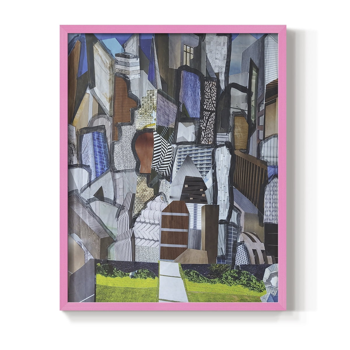 Chicago Grant Park Framed Print in Pink Solid Wood Framed Print No Nail Hanging