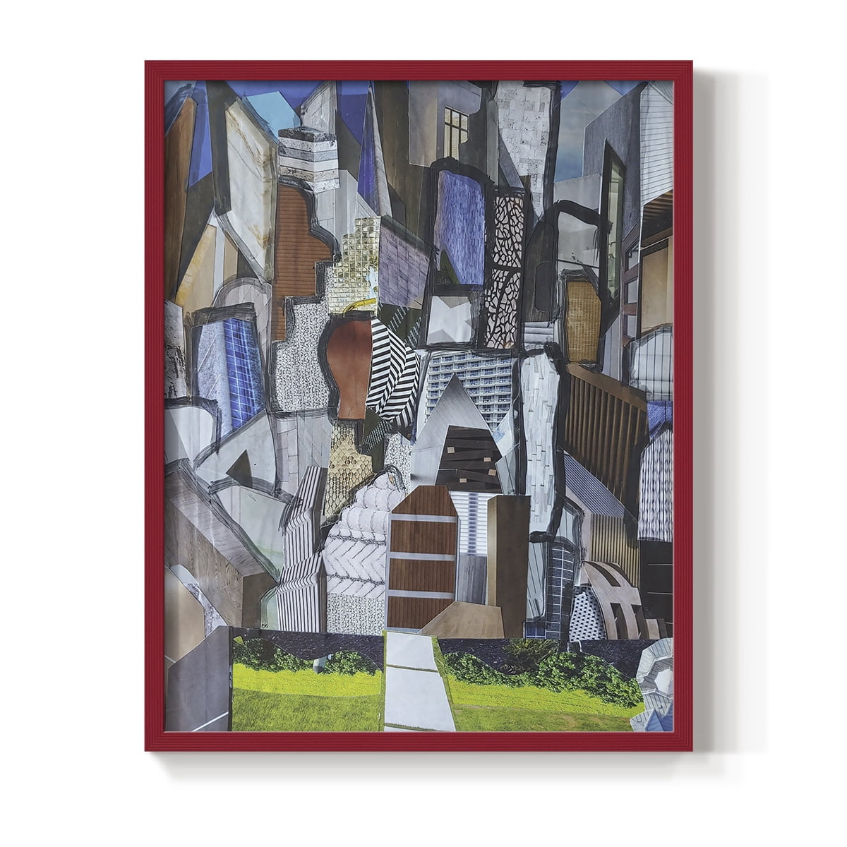 Chicago Grant Park Framed Print in Red Solid Wood Framed Print No Nail Hanging