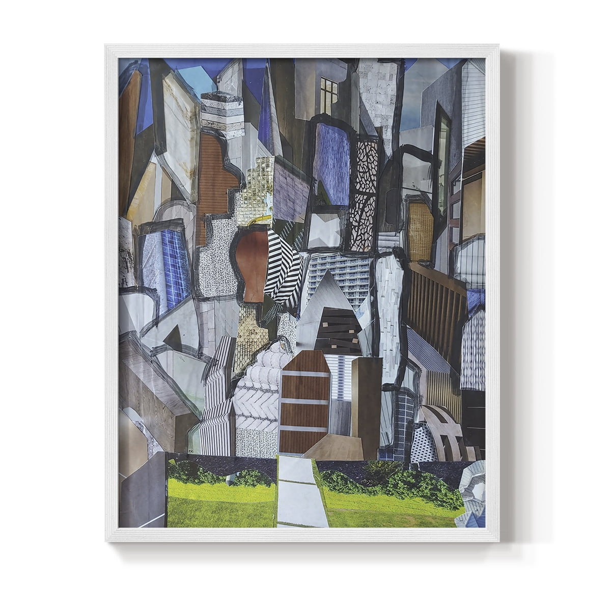 Chicago Grant Park Framed Print in White Solid Wood Framed Print No Nail Hanging
