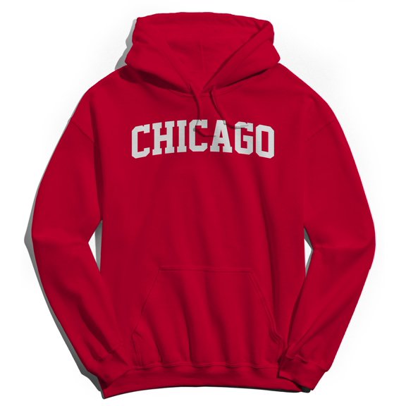 Chicago Graphic Red Men's Cotton Pullover Hoodie