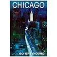 thumbnail image 1 of Chicago - Greyhound Bus Line - 1960s Vintage US Travel Poster (11x17Inches), 1 of 6