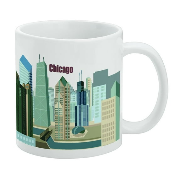 Chicago Hancock Building Willis Tower Cloud Gate Bean White Mug