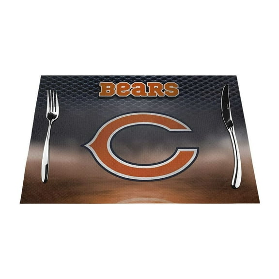 Chicago Heat Resistant Placemats Set of 4, Washable PVC Table Mats, Football Team Theme Fan Home Decor Kitchen Dining Table, Non-slip, Stain Resistant, Easy to Clean, Gift