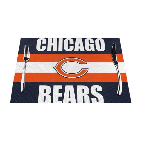Chicago Heat Resistant Placemats Set of 4, Washable PVC Table Mats, Football Team Theme Fan Home Decor Kitchen Dining Table, Non-slip, Stain Resistant, Easy to Clean, Gift