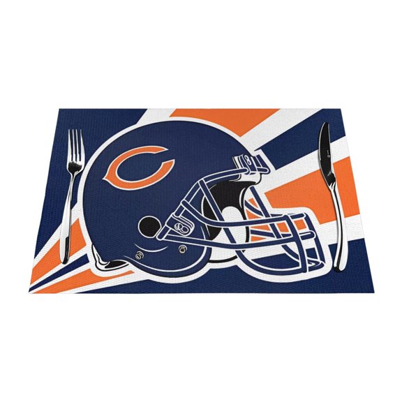 Chicago Heat Resistant Placemats Set of 4, Washable PVC Table Mats, Football Team Theme Fan Home Decor Kitchen Dining Table, Non-slip, Stain Resistant, Easy to Clean, Gift
