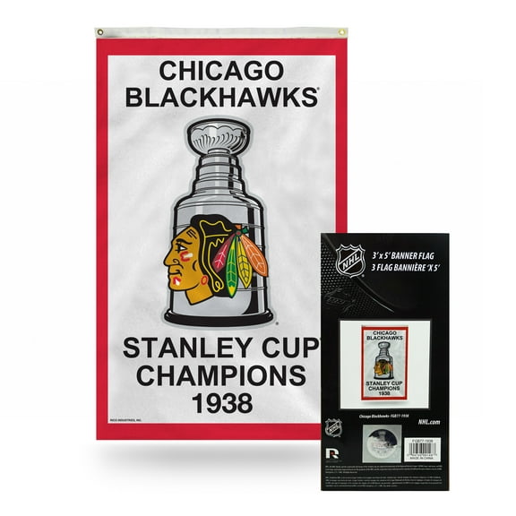 Chicago Hockey Blackhawks 1938 Stanley Cup Champions 3x5 Indoor Outdoor Vertical Banner Flag