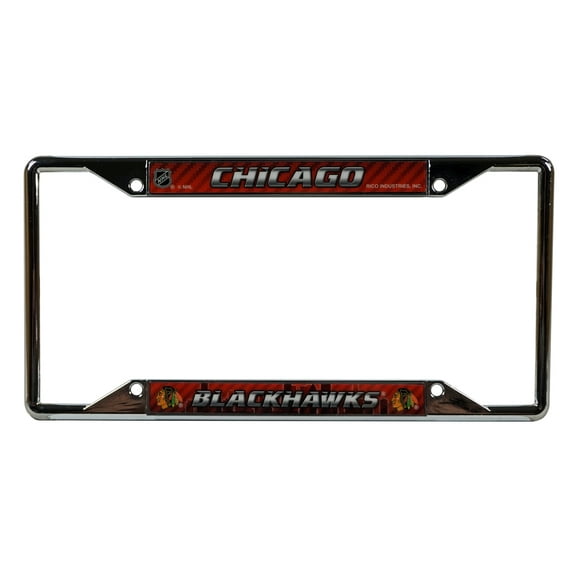 Chicago Hockey Blackhawks EZ View License Plate Frame - Designed for Upper or Lower Corner License Plate Tabs