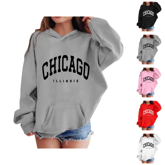 Chicago Hoodies for Kids Boys Girls Long Sleeve Casual Graphic Hooded Sweatshirt with Pockets Pullover Tops