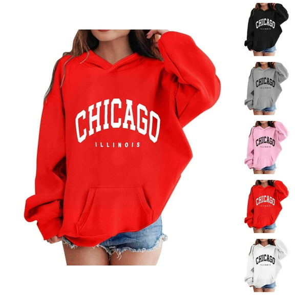 Chicago Hoodies for Kids Boys Girls Long Sleeve Casual Graphic Hooded Sweatshirt with Pockets Pullover Tops