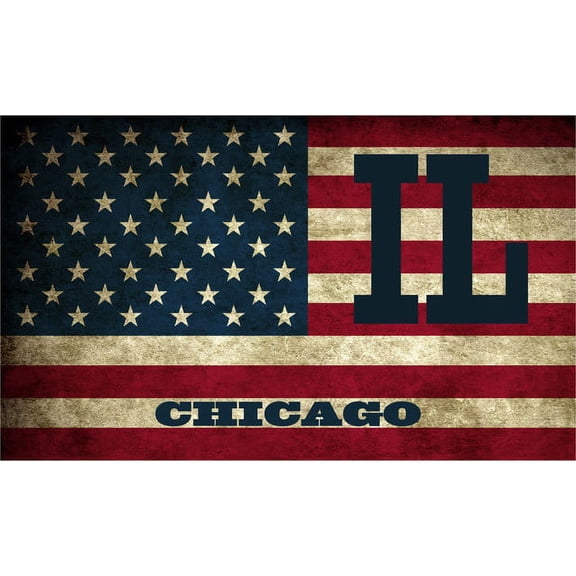 Chicago IL Illinois Cook County Vintage US Flag Decal Bumper Sticker 3M Vinyl 3" x 5"