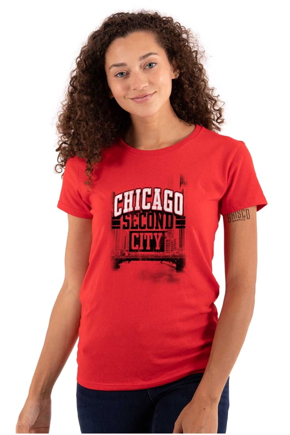 Chicago IL Vintage Second City Pride Womens Slim Fit Graphic Tee Brisco Brands S