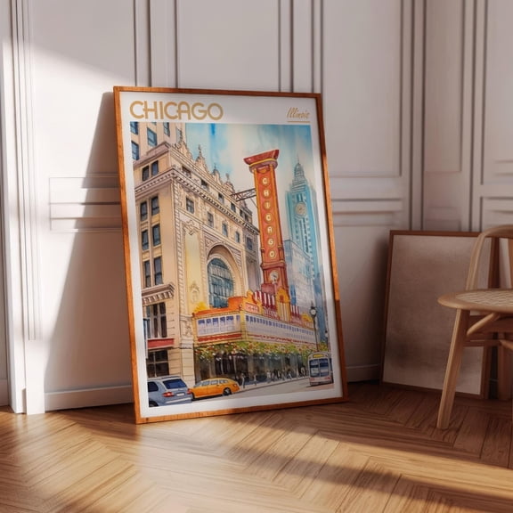 Chicago Illinois City Travel Skyline Wall Art Decor Unframed Paper Print