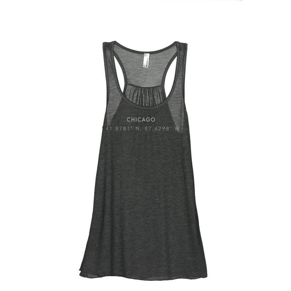 Chicago Illinois Coordinates Women's Fashion Sleeveless Flowy Racerback Workout Yoga Tank Top Charcoal Grey Large
