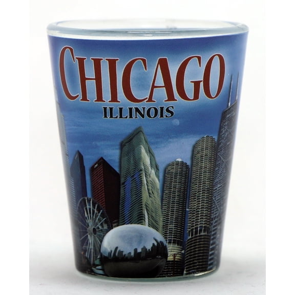 Chicago Illinois Day Collage Photo Shot Glass