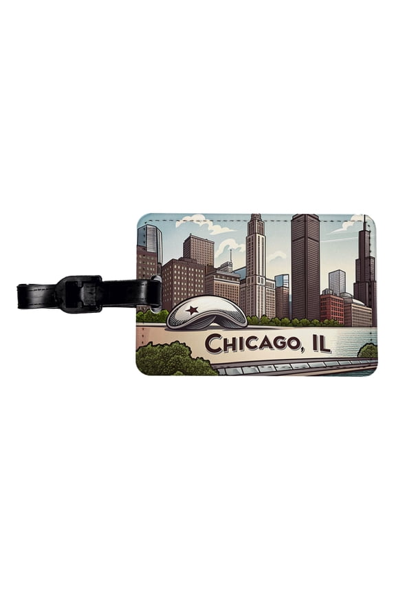 Chicago, Illinois IL Travel City State Stamp Faux Leather Travel Luggage Tag