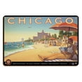 thumbnail image 1 of Chicago Illinois - Lake Michigan - Chicago and Southern Air Lines (C&S) - Edgewater Beach Hotel - Vintage Airline Travel Poster by Kerne Erickson - 8 x 12 inch Vintage Wood Art Sign, 1 of 4
