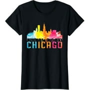 Chicago Illinois Retro Watercolor Skyline Art Souvenir Shirt T-Shirt