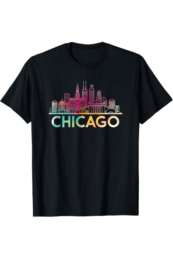 Chicago Illinois Skyline Shirt City Souvenir Tee Women Girls T-Shirt
