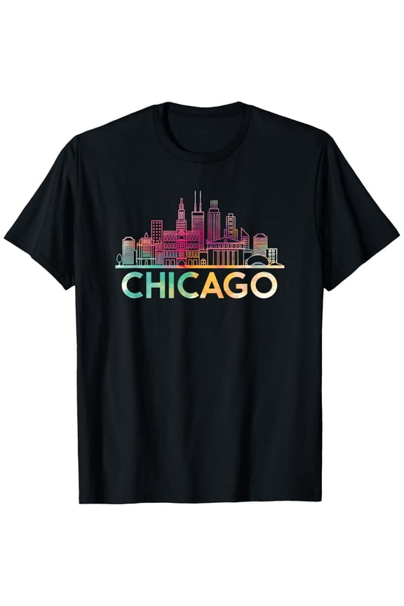 Chicago Illinois Skyline Shirt City Souvenir Tee Women Girls T-Shirt
