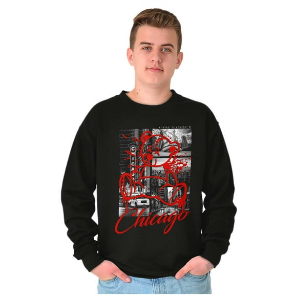 Chicago Illinois Teddy Bear Graffiti Unisex Plus Fleece Graphic Sweatshirt Brisco Brands 5X