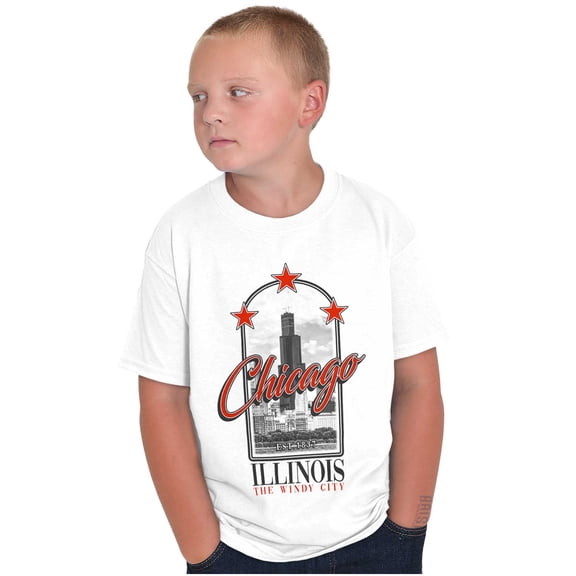 Chicago Illinois The Windy City Crewneck T Shirts Boy Girl Teen Brisco Brands S