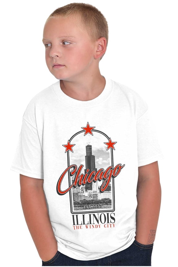 Chicago Illinois The Windy City Crewneck T Shirts Boy Girl Teen Brisco Brands X