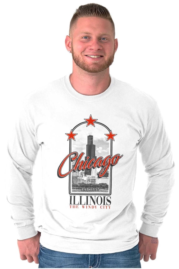 Chicago Illinois The Windy City Long Sleeve TShirt Men Women Brisco Brands S