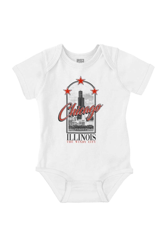 Chicago Illinois The Windy City Romper Boys or Girls Infant Baby Brisco Brands 6M