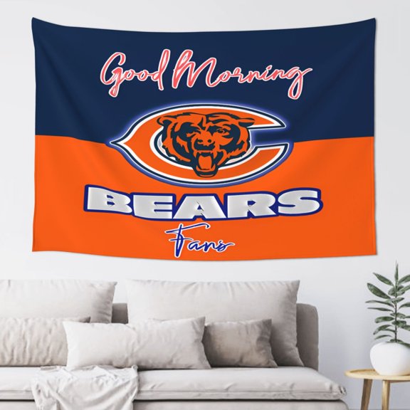 Chicago Indoor Decorative Wall Tapestry 60x40 Inch, Football Team Theme Wall Hanging Personalized Tapestry, Home Fashion Decor for Living Room, Bedroom, Kitchen, Dorm, Fan Gift