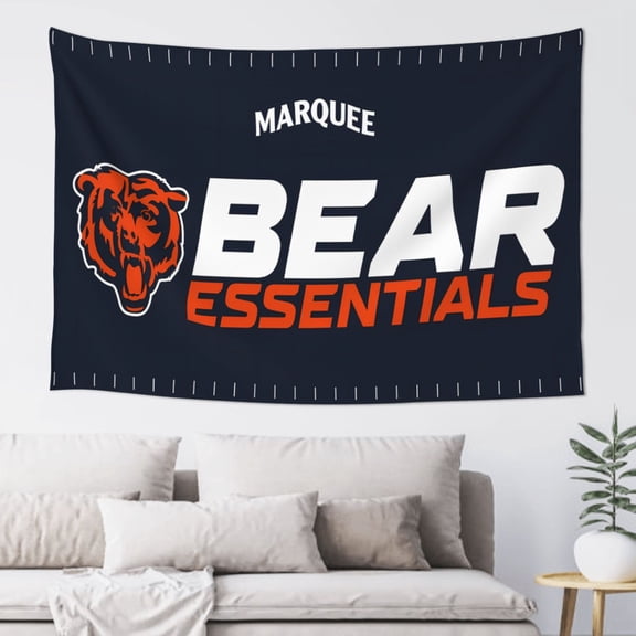 Chicago Indoor Decorative Wall Tapestry 60x40 Inch, Football Team Theme Wall Hanging Personalized Tapestry, Home Fashion Decor for Living Room, Bedroom, Kitchen, Dorm, Fan Gift