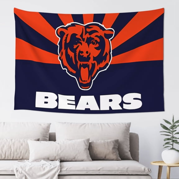 Chicago Indoor Decorative Wall Tapestry 60x40 Inch, Football Team Theme Wall Hanging Personalized Tapestry, Home Fashion Decor for Living Room, Bedroom, Kitchen, Dorm, Fan Gift